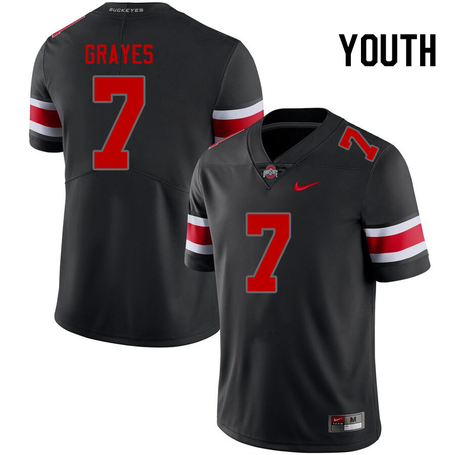 Ohio State Buckeyes Kyion Grayes Youth #7 Blackout Authentic Stitched College Football Jersey